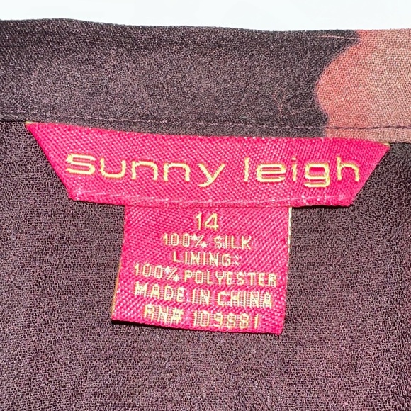 Sunny Leigh brown floral 100% silk Midi Skirt Pleated Casual lined - Picture 2 of 5